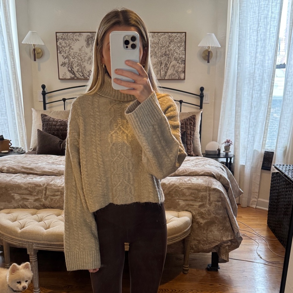 Nordstrom Open Edit XS Beige Turtleneck Sweater